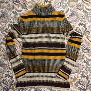 Striped mock turtleneck shirt